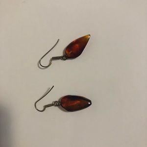 Baltic Amber earrings with silver drop dangle.
